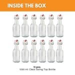 FastRack Swing Top Glass Bottles |33 oz – Pack of 12 | Clear Flip Top Glass Bottles for Home Brewing, Carbonated Drinks, Kombucha, Fermentation, Water | Food Grade – ECO Friendly - Image 3