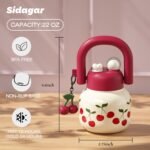 Sidagar 22 oz Tote Water Bottle with Straw and Carry Handle, Wide Mouth Vacuum Insulated Stainless Steel Tumbler, Travel Coffee Cup for Women Easy Carry, Cherry - Image 3