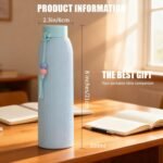 LEKAYIHU Slim Glass Tumbler,Macaron Color Water Glasses,Water Bottle,Iced Coffee Cup & Smoothie Cup With Sleeve | for Travel, School | Blue | No Straw | Cute | Gifts for Women Men |11oz (Blue) - Image 3