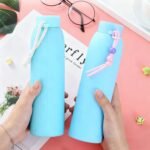 LEKAYIHU Slim Glass Tumbler,Macaron Color Water Glasses,Water Bottle,Iced Coffee Cup & Smoothie Cup With Sleeve | for Travel, School | Blue | No Straw | Cute | Gifts for Women Men |11oz (Blue) - Image 4