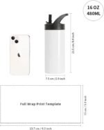 PYD Life 4 Pack Sublimation Sports Kids Water Bottle Blanks 16 OZ White Stainless Steel Vacuum Flask Tumblers Cups with Sippy Up Lid and Straw for Tumbler Heat Press Sublimation Printing - Image 3