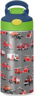 Stainless Steel Water Bottle for kids- 12 Ounce Stainless Steel Vacuum Insulated Water Bottle for Kids children,Double Wall Vacuum Insulated Bottles (Fire Truck) - Image 3