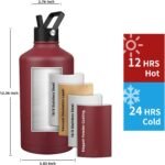 YONICOER Insulated Water Bottle 128oz,Triple Wall Vacuum Stainless Steel(Dishwasher Safe),Leak Proof & Non-BPA,Flask Jug with Paracord Handle & Straw Spout Lids Sports Red - Image 3