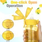 GOPPUS 17oz Water Bottle with Straw & One-Touch Lid, BPA-Free Tritan Sports Bottle, Leakproof, Time Marker, Wide Mouth for Gym, Travel, Office - Image 4