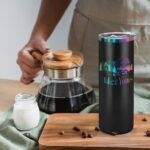 YOUKE OLA 12 Pack Rainbow Plated Stainless Steel Tumbler Straight Double Wall Powder Coated for Laser Engrave, 20oz Black To Iridescent - Image 5