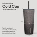 Corkcicle Cold Cup Insulated Tumbler with Straw - Keeps Drinks Cold for 12 Hours - Triple-Insulated Stainless Steel - Leak-Resistant Lid - Summer Drinkware Gift - 24 oz - Steel Shadow - Image 3