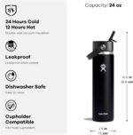 Hydro Flask Water Bottle - Insulated Stainless Steel - Wide Straw Lid, Non Spill, Leakproof in 24 Oz Cascade Blue - Image 4
