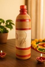 PrakRtyA: Clay Water Bottle for Drinking – Handmade Terracotta Earthen Bottle | Natural Mitti Water Bottle | Eco-Friendly, BPA-Free, Chemical-Free, Reusable Water Container (Style 2) - Image 3