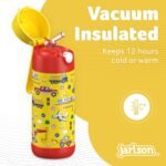 Jarlson® Kids Water Bottle CHARLI [12OZ] - Stainless Steel Thermo Bottle with Straw - Insulated, Spill Proof Waterbottle for School & Sports - Thermo Tumbler for Boys & Girls (Vehicles) - Image 3