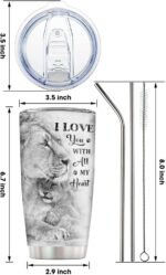 HYMONA Son Birthday Gifts Coffee Tumblers 20oz with Straw Lid, Son Gifts from Mom, Present for My Sons Insulated Stainless Steel Travel Cup, Sons Lion Gifts Cup - Image 7