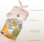 SANDJEST Glass Water Bottle with Silicone Sleeve and Straw Lid 20oz for Girls Women, Glass Drinking Bottles for Travel Home Gym Sports (Warm Sand) - Image 3