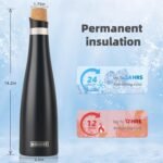 koodee Wine Bottle - 32 oz Insulated Stainless Steel Wine Bottle with Double Wall Vacuum Sealed Lids,for Wine Lovers Keeps Wine Cold for 24 Hours and Hot for 12 Hours (Black,1000ml) - Image 3
