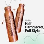 WRIXTAN Pure Copper Water Bottle – 1 Liter (34 Oz) | Classic Half-Hammered Design | Leak-Proof, Eco-Friendly, Durable & Travel-Friendly | Stylish Hydration for Office, Gym, Yoga & Outdoor Use - Image 3
