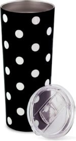 kate spade new york Cute Stainless Steel Mug, 24 Ounce Travel Tumbler, Double Wall Insulated Cup with Lid, Picture Dot (Black/White) - Image 3