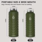 32oz Stainless Steel Insulated Water Bottle, 48H Ice Cold & 24H Hot, Leak-Proof Wide Mouth Lids (Straw & Spout), BPA-Free Bottles, Mens Water Bottle for Gym, Hiking, Travel - Green - Image 3