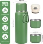MUCR 750ml/27 OZ Coffee Thermo with 3 cups, Insulated Water Bottle, Stainless Steel Vacuum Flask Set for Hot and Cold Drinks, Gifts Box - Image 3