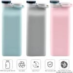 E-Senior Collapsible Water Bottle BPA Free - 20 oz Foldable Water Bottle for Travel Sports Bottles with Triple Leak Proof Lightweight (Pink) - Image 3