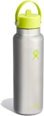 Hydro Flask Water Bottle - Insulated Stainless Steel - Wide Mouth Flex Straw Lid, Non Spill, Leakproof and Refillable in 40 Oz Stainless Steel Lime - Image 3