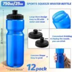 Mimorou 12 Pack Sports Squeeze Water Bottles 25 Oz with Easy Open Push/pull Cap Reusable Plastic Water Bottles for Bicycles Cycling Fitness Yoga Outdoor Sports - Image 3