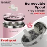 30oz Water Bottle - Leakproof Tumbler with handle & Removable Flip Spout & Straw, Reusable insulated Stainless Steel cup - Durable Base & Lid, Fits in Cup Holder, Travel/Gym/Office- Pink Sand - Image 5