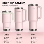 30oz Water Bottle - Leakproof Tumbler with handle & Removable Flip Spout & Straw, Reusable insulated Stainless Steel cup - Durable Base & Lid, Fits in Cup Holder, Travel/Gym/Office- Pink Sand - Image 7