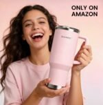 30oz Water Bottle - Leakproof Tumbler with handle & Removable Flip Spout & Straw, Reusable insulated Stainless Steel cup - Durable Base & Lid, Fits in Cup Holder, Travel/Gym/Office- Pink Sand - Image 8