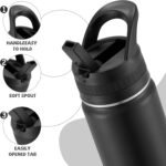 Kids Water Bottle,14oz Stainless Steel Insulated Water Tumbler Leak-Proof,School Water Mug,Small and Portable,Suitable for Boys and Girls to Use(Black) - Image 5