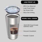 AIANJI 20oz Tumbler Bulk Stainless Steel Tumblers with Lid Vacuum Insulated Double Wall Travel Coffee Mug Powder Coated Tumbler Cup for Hot and Cold Drinks(Stainless Steel, 1 pack) - Image 4