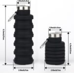 Collapsible Water Bottles,16oz Capacity Portable Reusable Silicone Water Bottle,Leak-proof,with buckle,foldable storage,Lightweight Durable for Fitness,Cycling,Sports,Camping,Hiking (Black+Green) - Image 3