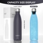 WATERSY Stainless Steel water bottles,17oz/500ml Insulated Water Bottles,Dark Purple metal water bottle Keeps Drink Cold and Hot,BPA Free kids water bottles for School,Gym,Travel,Sports - Image 4