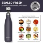 WATERSY Stainless Steel water bottles,17oz/500ml Insulated Water Bottles,Dark Purple metal water bottle Keeps Drink Cold and Hot,BPA Free kids water bottles for School,Gym,Travel,Sports - Image 5