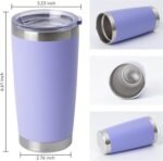 HASLE OUTFITTERS 20oz Stainless Steel Tumblers Bulk, Insulated Travel Cup with Lid, Double Wall Vacuum Coffee Mug for Cold & Hot Drinks 1 Pack, Light Purple - Image 4