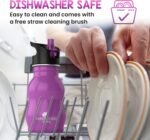 Kids Water Bottle with Straw & Handle, 12 oz Silver- Eco Friendly Toddler Cups with Straws - Easy Sip Metal Water Bottle for Kids - Cute Stainless Steel Water Bottles for Children - Leak Proof Lid - Image 4