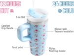 DLOCCOLD 16 oz Stainless Steel Tumbler with Lid and Straw, Double Wall Vacuum Insulated Tumbler with Silicone Straw Topper Cover Cap,Spill Proof Stopper, Handle Strap and Charms - Image 4