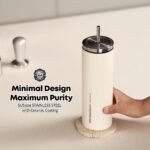 WAGENSTEIGER RSTEBAHNHOF Titan 600ml Ceramic-Coated Insulated Tumbler with Straw – Twist-Lock Lid, Double-Wall Vacuum, Reusable Stainless Steel Straw, Leak-Proof Travel Mug (Cream) - Image 3