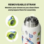 BOTTLE BOTTLE Kids Insulated Water Bottle with Straw Lid and Handle 16 oz Stainless Steel Vacuum Tumbler Water Bottles for School Outdoor Travel Gifts for Boys and Girls Astronaut - Image 4