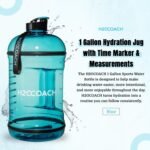 H2OCOACH 1 Gallon Hydration Jug with Time Marker & Measurements, BPA-Free Tritan Sports Drink Container, Motivational Daily Intake Tracker for Gym, Workout, & Fitness Routines (128 oz, Blue) - Image 3