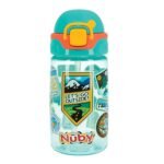 Nuby Kids Spill Proof Push Button and Travel Sticker Water Bottle with Soft Silicone Spout: 18+ Months, 14oz / 420ml - Image 4