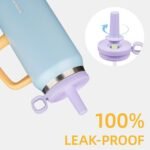 BJPKPK 50oz Insulated Tumbler with Handle Stainless Steel Travel Coffee Mug with Lid Reusable Large Water Bottle with Straw,Blue - Image 4