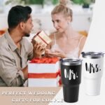 Lifecapido Mr & Mrs Stainless Steel Travel Tumblers Set, Wedding Gifts for Couples - His & Her Gifts, 30oz, Black & White - Image 4