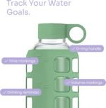 purifyou 40oz / 32oz / 22oz / 12oz Borosilicate Glass Water Bottle with Time & Volume Markers, Silicone Sleeve, Stainless Steel Lid | Reusable Glass Bottle for Water & Juice (32oz Shale Green) - Image 4