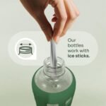 purifyou 40oz / 32oz / 22oz / 12oz Borosilicate Glass Water Bottle with Time & Volume Markers, Silicone Sleeve, Stainless Steel Lid | Reusable Glass Bottle for Water & Juice (32oz Shale Green) - Image 6