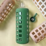 purifyou 40oz / 32oz / 22oz / 12oz Borosilicate Glass Water Bottle with Time & Volume Markers, Silicone Sleeve, Stainless Steel Lid | Reusable Glass Bottle for Water & Juice (32oz Shale Green) - Image 9