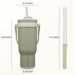 BJPKPK 40 OZ Insulated Travel Tumbler with Handle and Straw, Stainless Steel Water Bottle, Double Wall Vacuum Insulated Mug, for Work, Car, Travel, Forest Green - Image 4