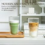 KEMORELA Iced Coffee Cups 16oz Ribbed Double Wall Glass Cups 2PCS, Coffee Bar Accessories，Insulated Borosilicate Glass Tumblers, To Go Coffee Cups, Spill proof tumbler,tumblers & water glasses - Image 3