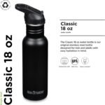 Klean Kanteen 18 oz Classic Water Bottle with Flip Seal Sport Cap & Straw - 100% Leakproof Spout & Cap - Durable, BPA-Free & Stainless Steel Material - Easy-Sip Water Bottle - Black - Image 3