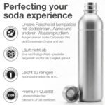 Nordiqo Stainless Steel Carbonating Bottle 33 oz | Compatible with Aarke Carbonator 3, Sodastream (Excl. model Aqua Fizz + Jet) & many others | Dishwasher Safe | No Expiration Date - Image 3