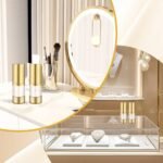 BOSMIOW 4Pcs 15ml/0.5oz Clear Plastic Airless Pump Bottles with Gold Head Empty Refillable Vacuum Cosmetics Sample Storage Jars for Lotion,Shampoo,Hand Soap,Face Cream - Image 6