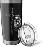 Christian Verse Philippians 4:13 Cross Coffee Tumbler 20 oz Stainless Steel Insulated Tumbler - Image 5
