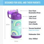 THERMOS FUNTAINER Water Bottle with Straw - 12 Ounce - Kids Stainless Steel Vacuum Insulated Water Bottle with Lid, Rainbows - Image 3